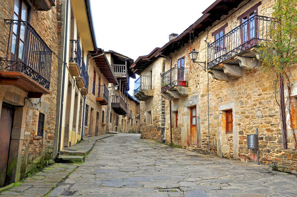View of a typical Street in Puebla de Sanabria, Zamora (Sapain).