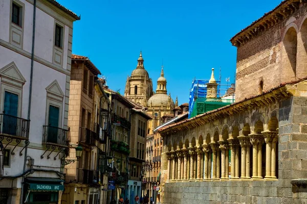 Blick Auf Eine Zentrale Straße Der Stadt Segovia Spanien Von — Stockfoto