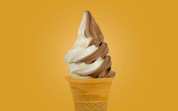 Curly ice cream on a solid background