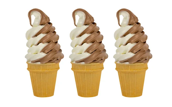 Beyaz arka planda bir gofrette dondurma.