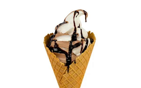 Beyaz arka planda bir gofrette dondurma.