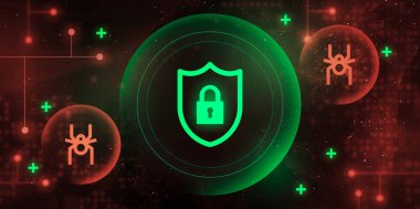 Düşman yazılımın sürekli saldırıları. Kişisel verileri koruyan koruyucu bir engel..
