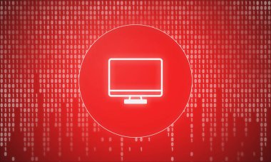 Güç hesaplanıyor. Bilgisayar simgesi içeren ikili kod.