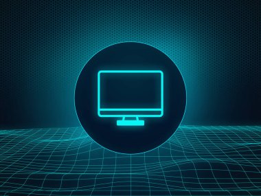 Siber uzay. Programlamayı simgeleyen bir bilgisayar simgesi.