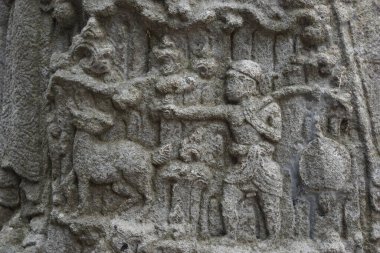 Taş penataran tapınağı (panataran tapınağı), Blitar, Doğu Java Endonezya üzerine oyulmuş taş