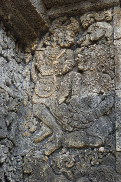 Gesneden Steen Steen Penataran Tempel Panataran Tempel Blitar Oost Java — Stockfoto