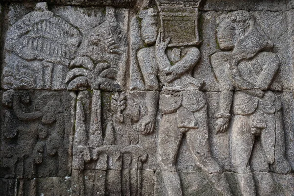 Pedra Esculpida Templo Penataran Pedra Templo Panataran Blitar Java Oriental — Fotografia de Stock