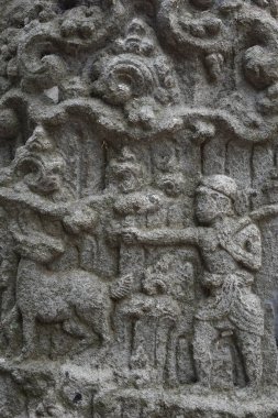 Taş penataran tapınağı (panataran tapınağı), Blitar, Doğu Java Endonezya üzerine oyulmuş taş