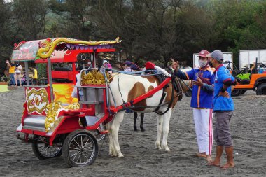 Parang tritis plajında renkli uçurtmalar, Yogyakarta, Endonezya