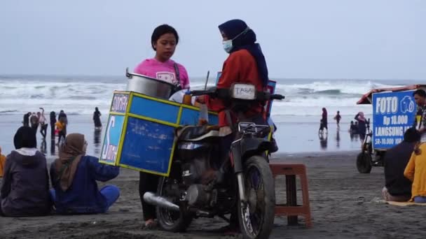 Penjual Makanan Jalanan Indonesia Pantai Rasa Makanan Indonesia Benar Benar — Stok Video