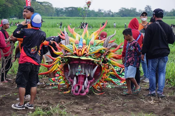 Indonesisches Drachenfest Indonesien Hat Viele Arten Von Drachen Wie Gapangan — Stockfoto