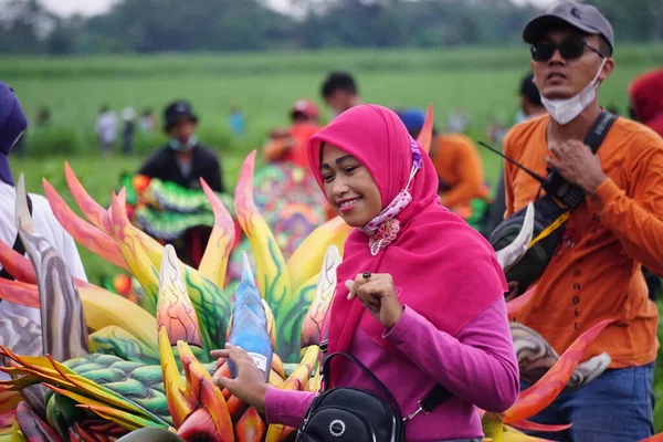 Festival Cometas Indonesia Indonesia Tiene Muchos Tipos Cometas Como Gapangan — Foto de Stock