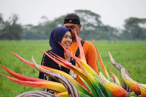 Festivalul Zmeelor Indoneziene Indonezia Multe Tipuri Zmee Cum Gapangan Batik — Fotografie, imagine de stoc