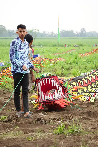 Indonesian Kites Festival Indonesia Has Many Kind Kites Gapangan Batik — Stock Photo, Image