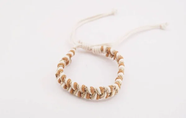 Isolated Ethnic Bracelet White Background Bracelet Made Various Rope — Stockfoto