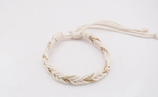 Isolated Ethnic Bracelet White Background Bracelet Made Various Rope — Stockfoto