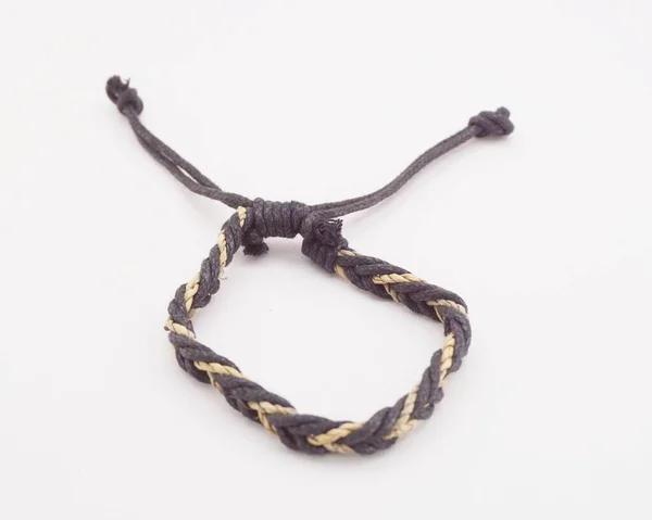 Isolated Ethnic Bracelet White Background Bracelet Made Various Rope — Stockfoto