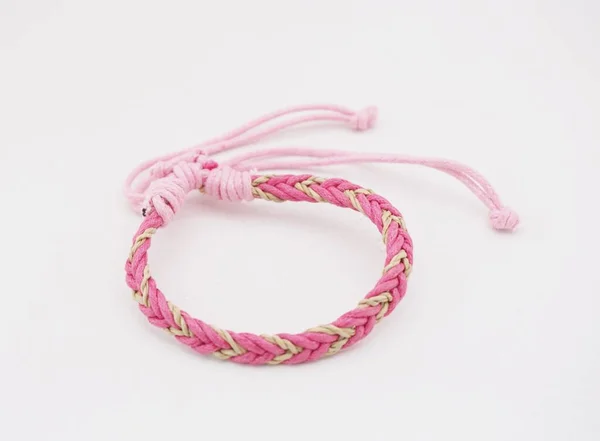 Isolated Ethnic Bracelet White Background Bracelet Made Various Rope — Fotografia de Stock
