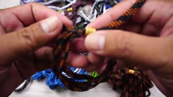 Ethnic Bracelet Handmade Made Rope Bracelet Kind Unisex — стоковое видео