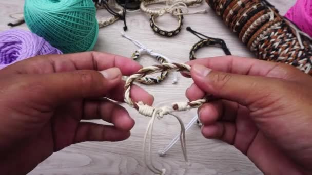 Beautiful Ethnic Rope Bracelet — Stockvideo