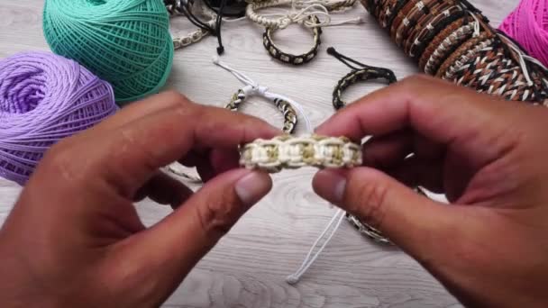 Beautiful Ethnic Rope Bracelet — Stockvideo