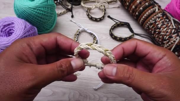 Beautiful Ethnic Rope Bracelet — Stockvideo