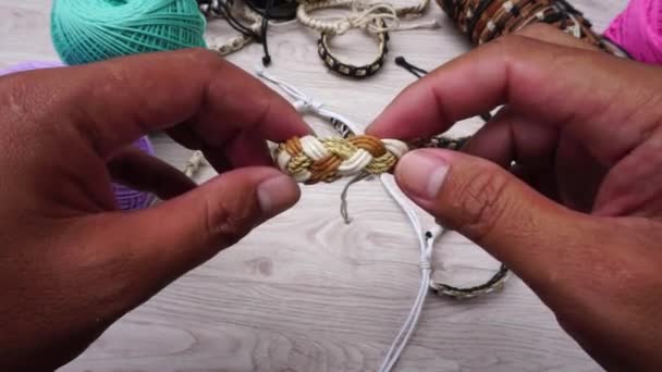 Beautiful Ethnic Rope Bracelet — стоковое видео
