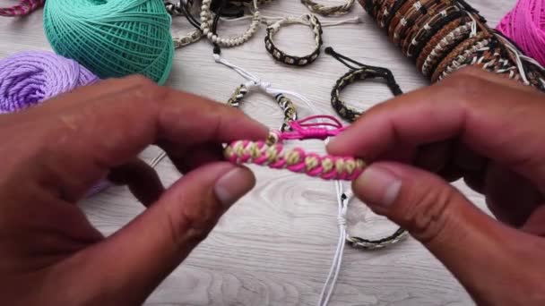Beautiful Ethnic Rope Bracelet — Vídeo de Stock