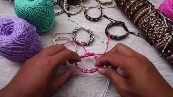 Beautiful Ethnic Rope Bracelet — Stockvideo
