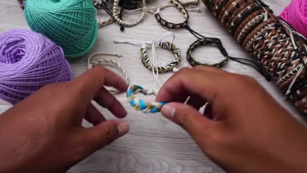 Beautiful Ethnic Rope Bracelet — Stock videók