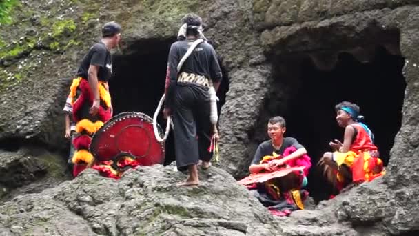 Caverna Selomangleng Uma Caverna Com Uma Trilha Histórica Figura Real — Vídeo de Stock