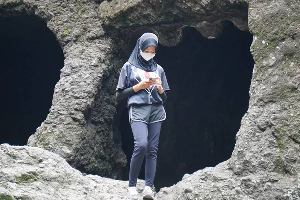 Gua Selomangleng Adalah Sebuah Gua Dengan Jejak Sejarah Figur Kerajaan — Stok Foto