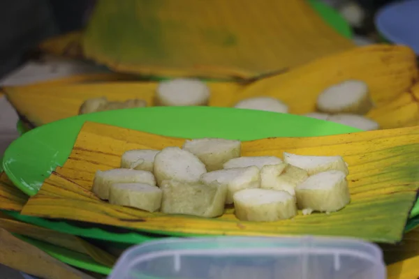 Pastel Arroz Indonesio Llaman Lontong Con Fondo Natural Lontong Cubre — Foto de Stock