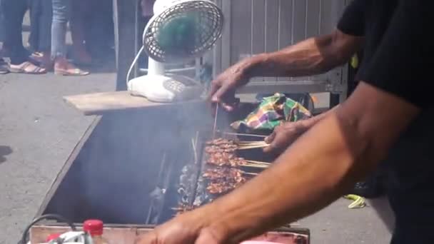 Sate Pincho Indonesio Con Fondo Natural Sate Uno Los Alimentos — Vídeos de Stock