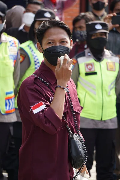 Kediri Java Oriental Indonésia Abril 2022 Estudantes Indonésios Demonstram Aumento — Fotografia de Stock