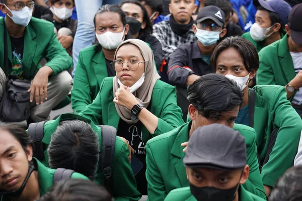 Kediri Kelet Jáva Indonézia 2022 Április Indonéz Diákok Demonstrálnak Emelkedő — Stock Fotó