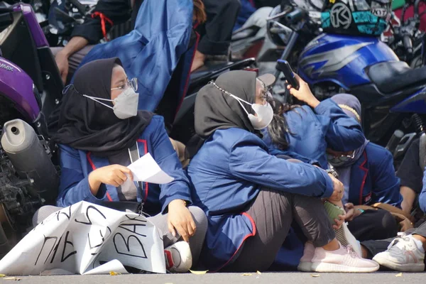 Kediri East Java Indonesia April 18Th 2022 Indonesian Students Demonstrate — Stock Photo, Image