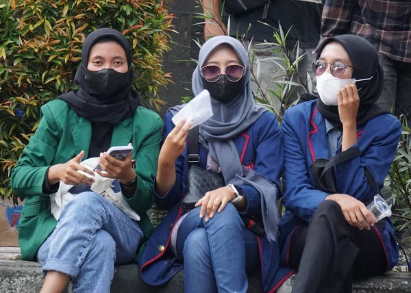 Kediri East Java Indonésie Dubna 2022 Indonéští Studenti Demonstrují Stoupajícím — Stock fotografie