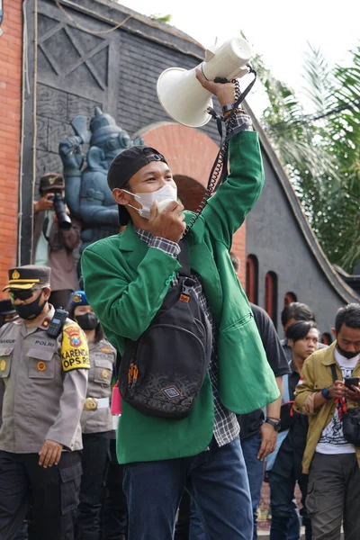 Kediri Java Oriental Indonésia Abril 2022 Estudantes Indonésios Demonstram Aumento — Fotografia de Stock