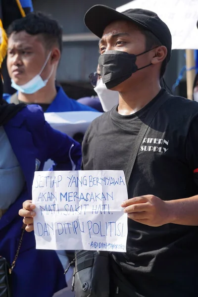 Kediri Java Oriental Indonésia Abril 2022 Estudantes Indonésios Demonstram Aumento — Fotografia de Stock