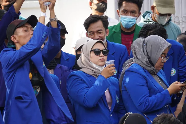 Kediri Java Oriental Indonésia Abril 2022 Estudantes Indonésios Demonstram Aumento — Fotografia de Stock