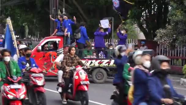 Kediri East Java Indonésie Dubna 2022 Indonéští Studenti Demonstrují Stoupajícím — Stock video
