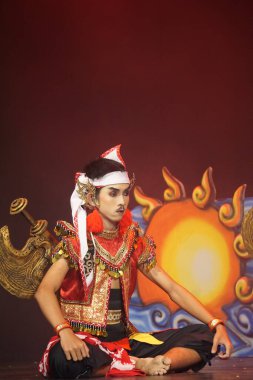 Blitar, Doğu Java, Endonezya - 4 Haziran 2022: Kresnayana Kawedhar hikayesi. Kresnayana Kawedhar, Kresna 'nın Hikayesi demek.