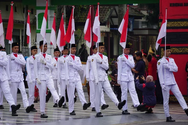 Paskibraka Indonesian Flag Raiser National Flag Grebeg Pancasila — Stock fotografie