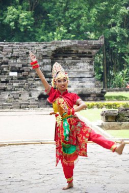Indonesian dancer with the traditional costume is ready to perform to celebrate the World Dance Day