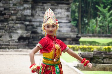 Indonesian dancer with the traditional costume is ready to perform to celebrate the World Dance Day
