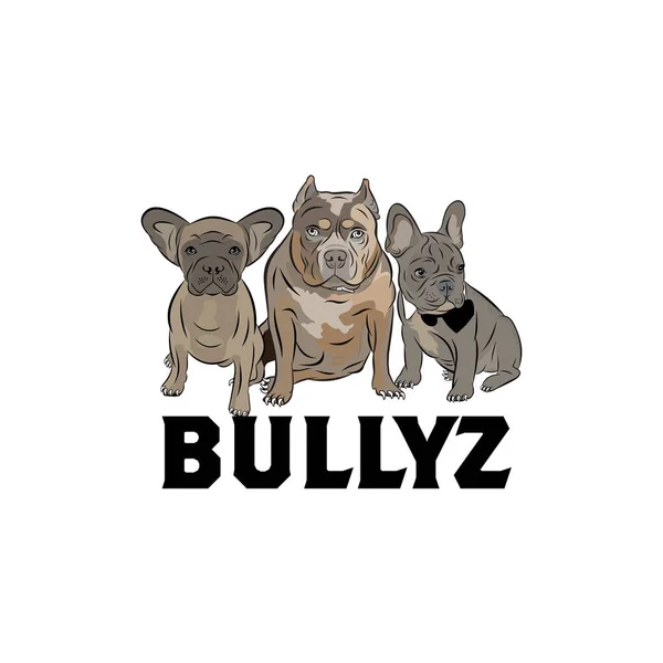 Bull Cães Bully Vetor Logotipo Design — Vetor de Stock