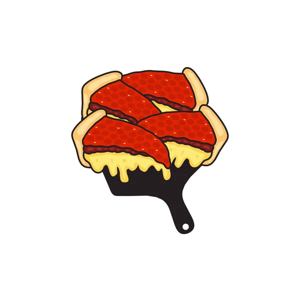 Głębokie Danie Pizza Projekt Logo Wektora Czarny Skórka — Wektor stockowy