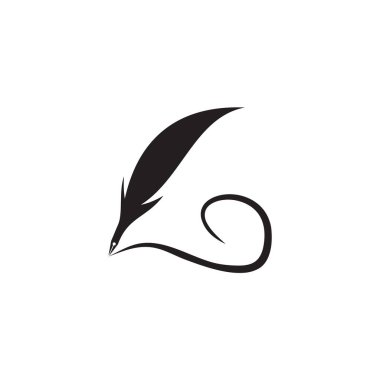 Yazar ve yayıncılık şirketi vektör logosu tasarımı ve siyah tüy kalem simgesi