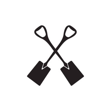 Siyah çapraz kürek ikon vektör logo tasarımı